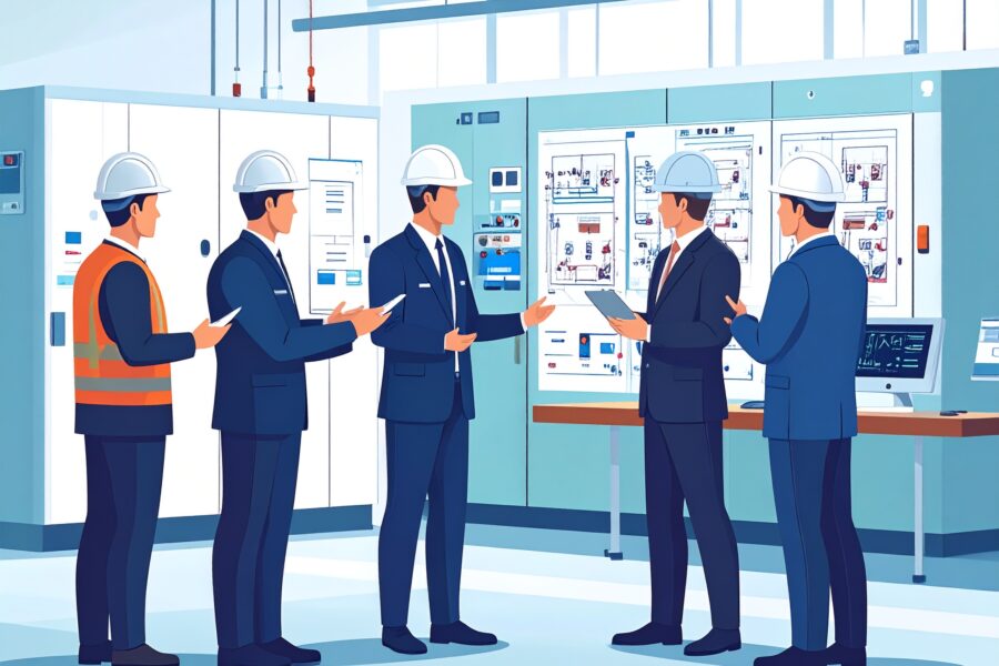 導入後のネットワークの使い方やトラブル時の対応方法をお客様にレクチャーしている様子