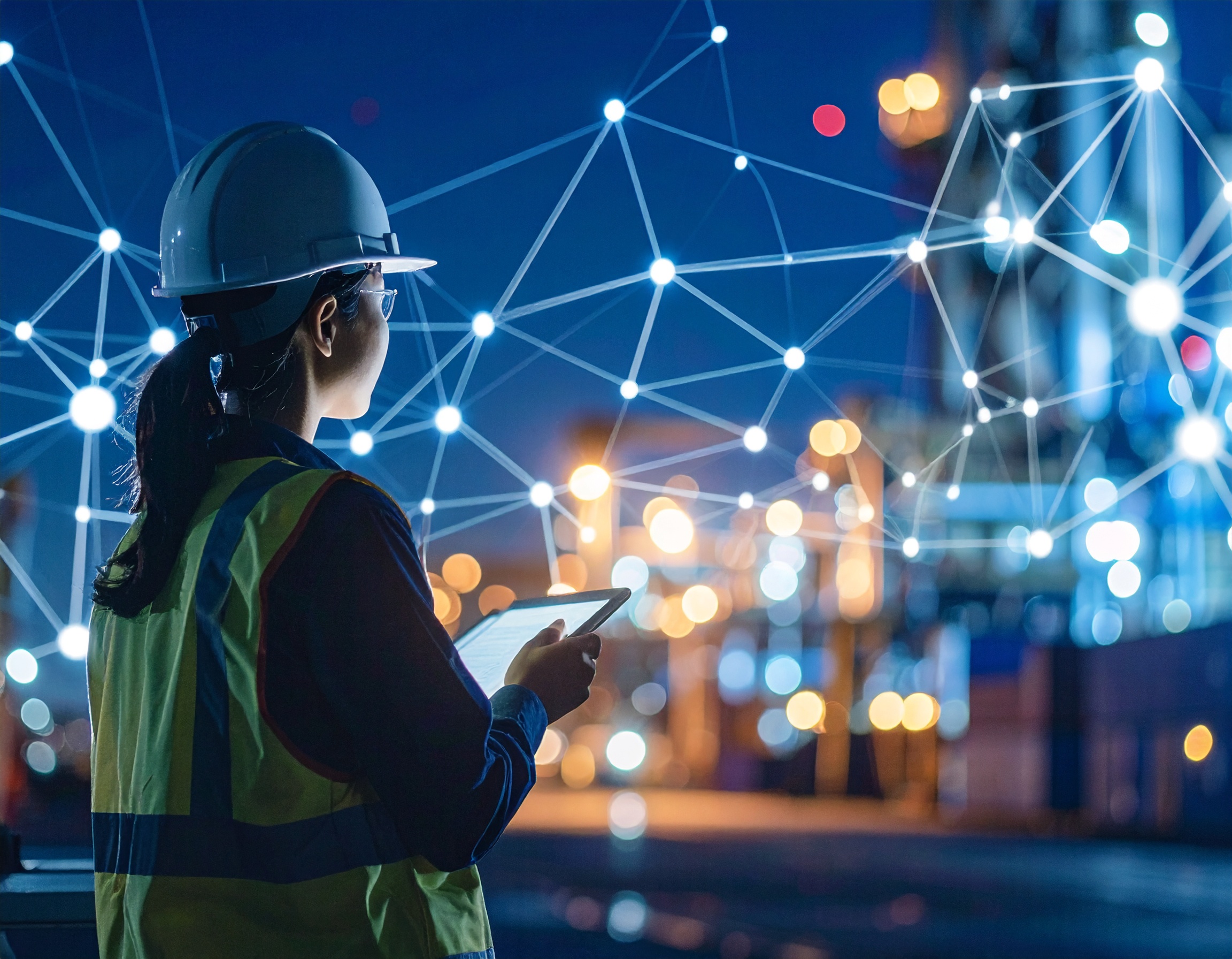 中小企業オフィスでネットワーク機器を保守するエンジニアの作業風景