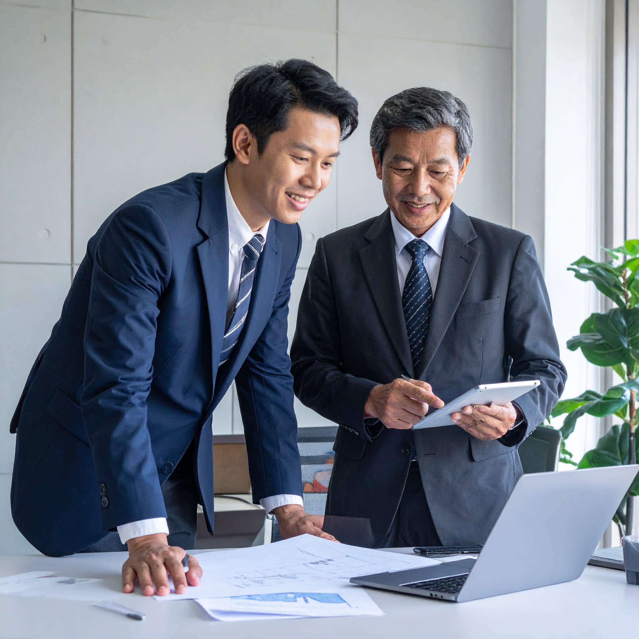 予算に合わせたネットワーク機器選定について相談している打ち合わせ風景