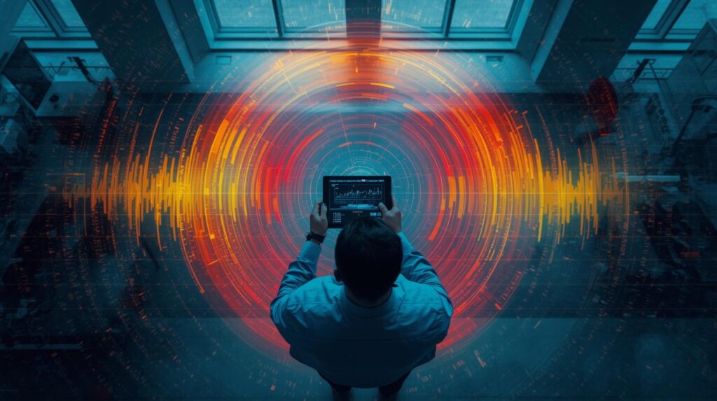 専用ツールを用いたWi-Fi電波状況の可視化とサイトサーベイの様子